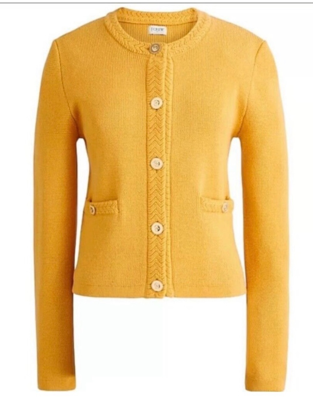 J. Crew Women's Yellow Button-Front Knit Ladies Jacket Cardigan
